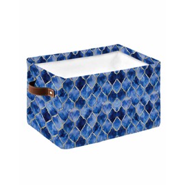 Plaid Waterproof Fabric Storage Basket for Organizing Bedroom Bathroom Laundry Room Collapsible Storage Bin Navy Blue Ombre Decorative Shelf Basket for Gifts Empty