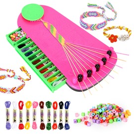 NVGVUP Friendship Bracelet Making Kit for Kids Ages 7-14, Loom Band Kit Girls Birthday Presents, Kids Bracelet Making Kit with 10 Pre-Cut Threads, Bracelet Maker Teenage Girls Gifts Arts and Crafts