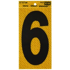 HY-KO PROD CO RV-75/6 5" BLK/YEL 6 Hy-ko Reflective Number