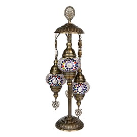 Selenly 19.3" Handcrafted Turkish Mosaic Lamp, 3 x 3.93 Colorful Stained Glass, Moroccan Decor, Vintage Style, Table & Bedside Lights - Mix (Bulb not Included)