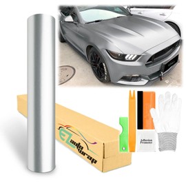 60"x108" (5FTx9FT) Silver Matte Metallic Satin Pearl Vinyl Wrap Sticker Sheet Film Car Auto Vehicle DIY Decal Bubble Free Air Release Self Adhesive Peel and Stick Free Tool Kit
