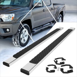 5 Inch Chrome Stainless Running Boards Side Step Bars w/Honeycomb Step Pad Compatible with 05-22 Tacoma Double/Crew Cab
