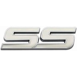 1Pc Metal SS Front Door SS Emblem Car Badge Sticker Decals Replacement for Chevy Camaro 06-10 (White)