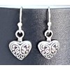 Little Etched Silver Heart Dangle Earrings Love Romance. Jewelry Earrings