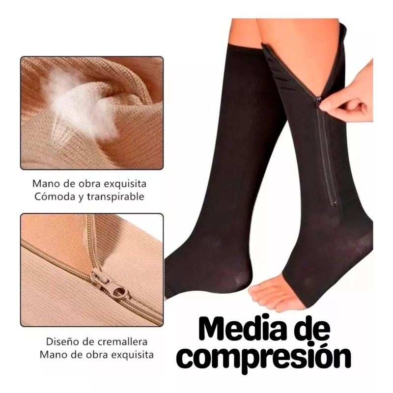 Calcetas Medias De Compresion Con Cierre Varices Trombosis