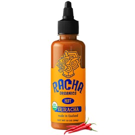 Racha Organics Sriracha Hot Sauce - USDA Organic Sriracha Sauce Made with Estate-Grown Thai Chili Peppers - Low-Sugar, Non-GMO, Gluten Free, Keto Friendly - 10oz - Made in Thailand