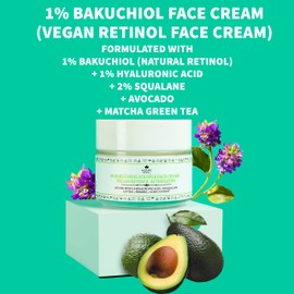 Nature Spell Natural Retinol Cream for Face 100ml – Reduces Appearance of Fine Lines – (Bakuchiol + Hyaluronic Acid) - Anti Wrinkle Face Cream – 100% Vegan Suitable for all Skin Types - Made in the UK
