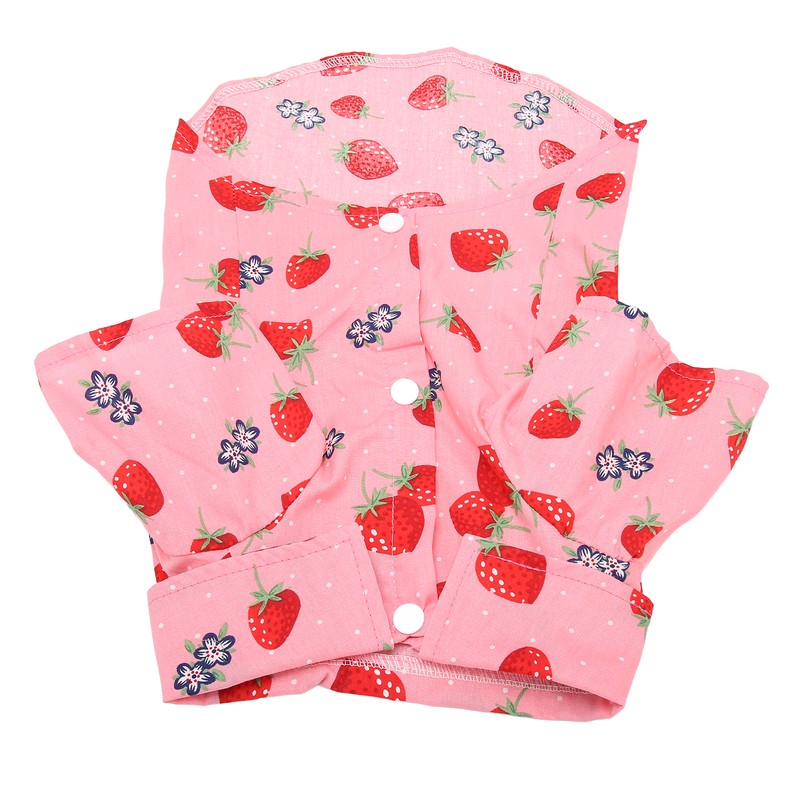 Dog Summer Shirts Cute Strawberry Print Turn Down Collar Snap
