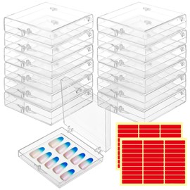 30 PCS Press on Nail Storage Boxes, Clear Nail Container with Double-Sided Tape, Acrylic Artificial Nail Display Box, Transparent Acrylic Nail Organizer Case, Small Acrylic Box for Nail Salon
