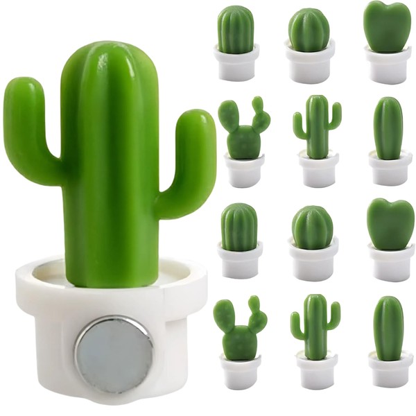 HannaFires 12PCS Decorative Refrigerator Magnets Set - Creative Cactus Fridge