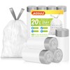 Bin Bags 20L with Drawstring Tie Handle,AOSULI White Bin Liners/Strong
