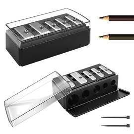 2 sacapuntas para delineador de ojos, sacapuntas de 5 orificios de punta larga para delineador de labios con tapa de plástico, sacapuntas de maquillaje para delineador de ojos, delineador de l