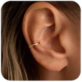 1 Pair 9mm Small Hoop Earrings for Women, Dainty 14K Gold Plated Huggie Hoop Earrings Hypoallergenic Lightweight Cartilage Earrings Set for Multiple Piercings for Sensitive (Gold/1.6mm)