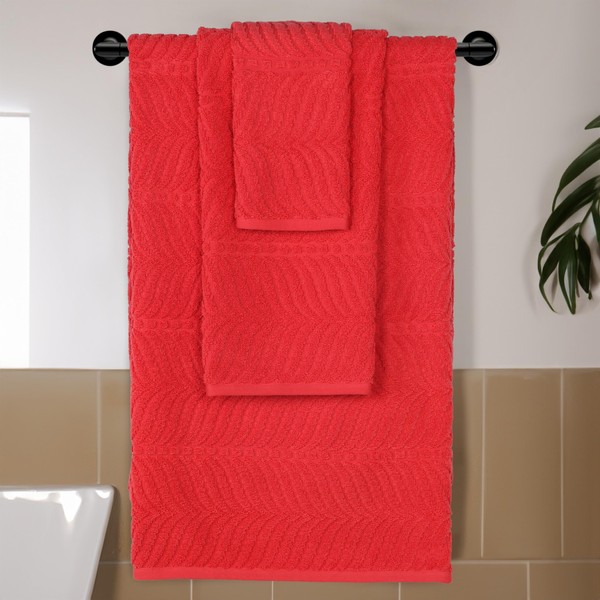 Superior Cotton Chevron 3-Piece Towel Set, Zero Twist, Quick Dry,