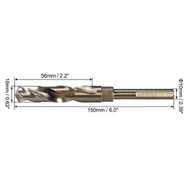 sourcing map Reduced Shank Twist Drill Bits 16mm High Speed Steel 6542 with 10mm Shank for Stainless Steel Alloy Metal Plastic Wood
