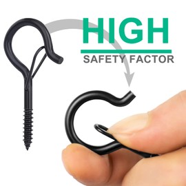 Ruikdly Pack of 30 Screw Hooks, Black Hooks for Screwing Hook Screws with Safety for Plant Baskets, Bird Feeders, Wind Chimes, Fairy Lights