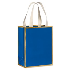 Papyrus 9" Medium Gift Bag (Blue and Gold) for Christmas, Birthdays, Weddings, Anniversaries and All Occasions (1 Bag)
