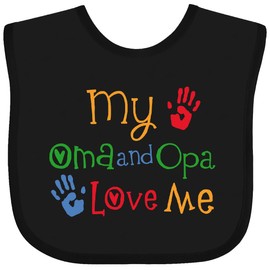 inktastic Oma and Opa Love Me Grandchild Baby Bib Black 26a2d
