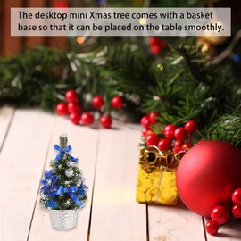 Mini Christmas Tree Artificial Small Xmas Tree Tabletop Desk Decorations 2PCS Blue Mini Xmas Tree Stand Artificial Mini Christmas Tree Artificial Christmas Trees Tabletop Ornament