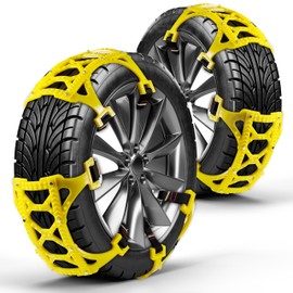 Zento Deals Car Snow Tire Chains – Heavy-Duty Anti-Slip Traction Device for All Seasons – Durable Emergency Tire Chains for Cars, SUVs, and Trucks (Yellow)