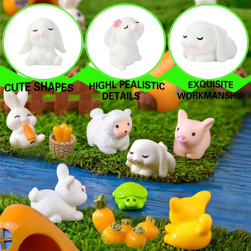 TUGHJXY 42PCS Mini Resin Animals Set - Mini Resin Miniature