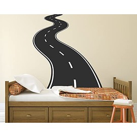 Decalzone Inc Tire Tracks Vinyl Wall Decal Auto Car Wheel Trace Removable Sticker Art Sports Race Decorations for Home Bedroom Garage Racing Decor Vinyl Sticker (32inch W x 34inch H) Black