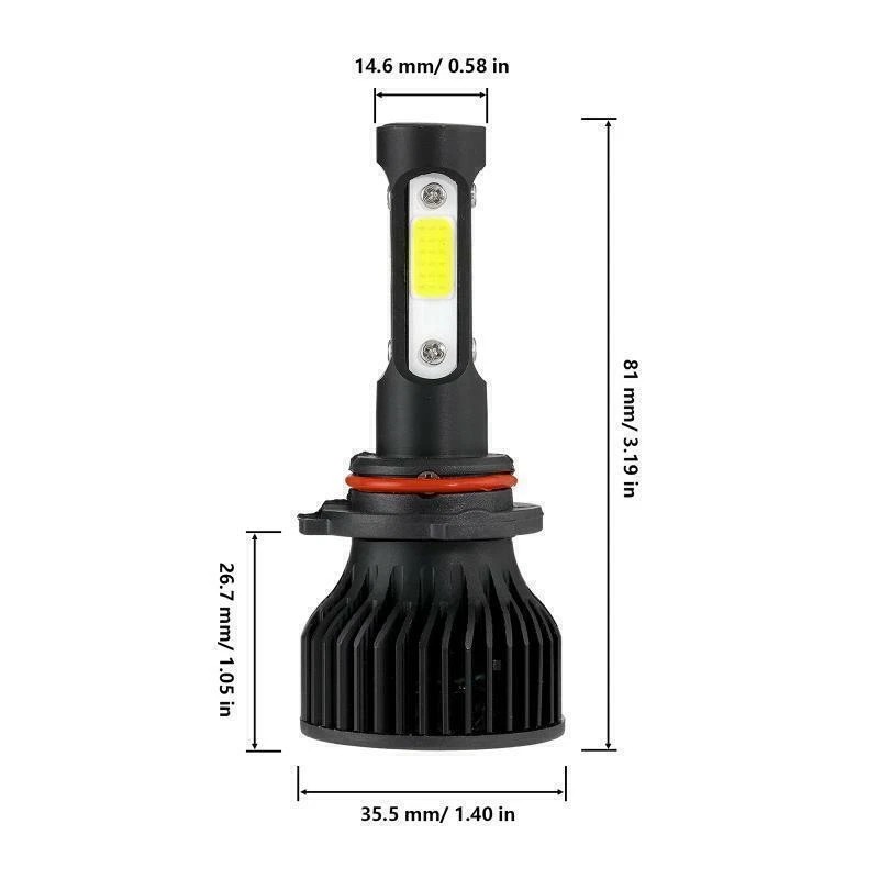IRONWALLS 4-side 9005 LED Bulbs Headlight High or Low beam