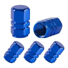 WALWAL Metal Tire Valve Cap, 5 Piece Hex Aluminum Stem Cover, Universal Fit for Car, SUV, Motorcycle, Motorcycle - Reinforced Seal and Easy Installation (Blue)