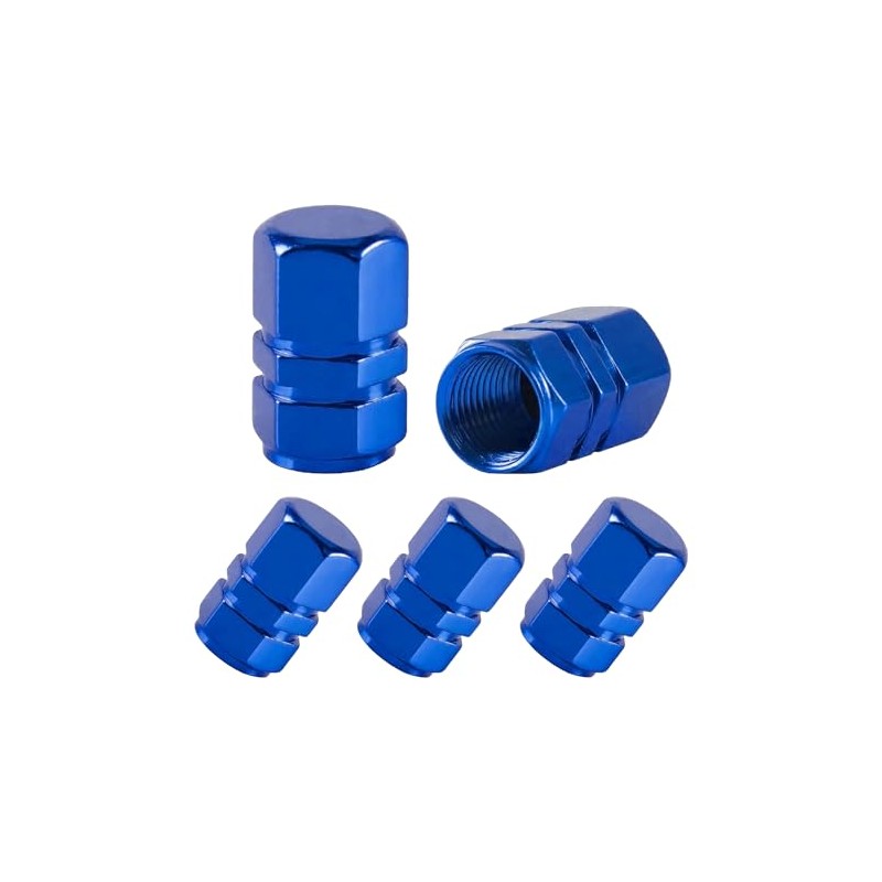WALWAL Metal Tire Valve Cap, 5 Piece Hex Aluminum Stem