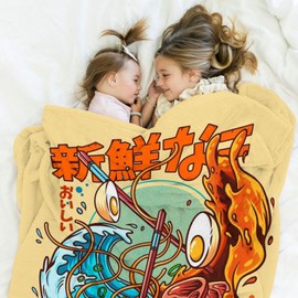 Ramen Chicken Flavor Noodle Soup Blanket for Kids Christmas Throw Blanket, Food Flannel Fleece Blankets Christmas Best Gifts Lightweight Plush Blanket for Sofa Chair Bedroom, 50" x 40"