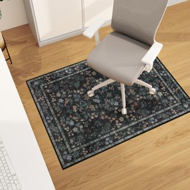 chakme Office Chair Mat for Hardwood Floor, 48"x36" Desk Chair Mat for ​Hardwood Floor, Easy Glide Computer Chair Mat Protector for Rolling Chair Under Desk Rug Nonslip Backing, Floral Chair Mat