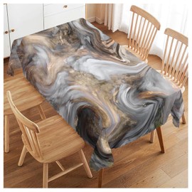 Walmsco Tablecloth Gray Gold Marble Decor For Dining Room Kitchen Rectangular Table Cover 132 * 178cm