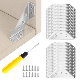 20 Pcs Stainless Steel Furniture Corner Connector Triangle Bracket Furniture Corner Connectors with Screws Flat Corner Brace Universal Stainless Steel Furniture Corner Connector for Furniture (Silver)
