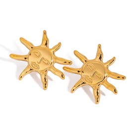 Biuwos Gold Sun Statement Earrings for Women Sun Charm Jewelry
