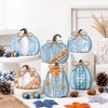 6 Pcs Fall Pumpkin Table Decor Wooden Signs, Blue and