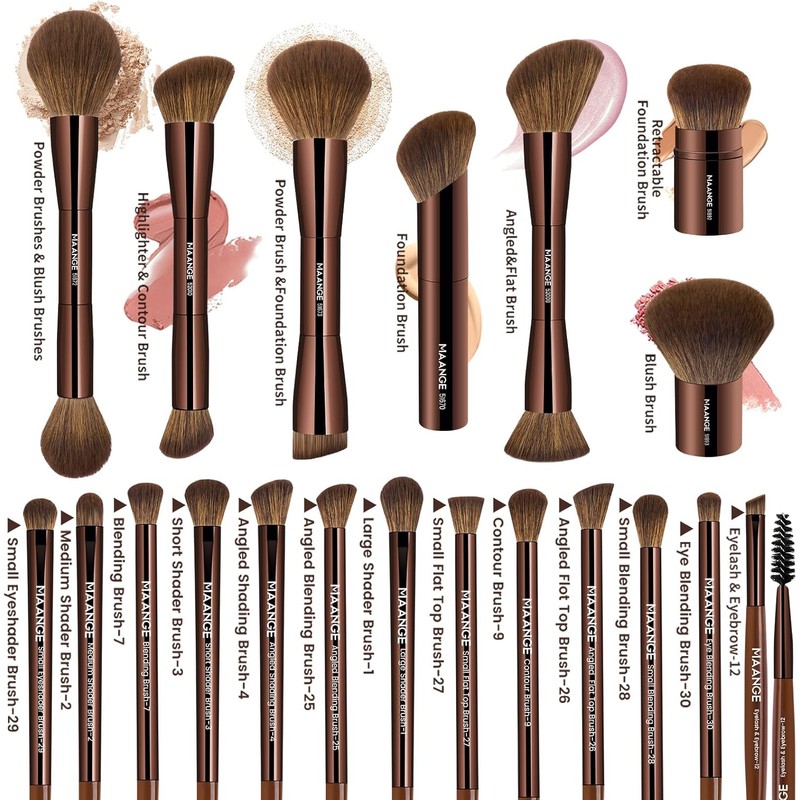 MAANGE 20-Piece Double-End Makeup Brush Set