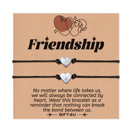 GIFT4U Friendship Gifts for Women Friends - Sliver Heart Bracelet Friendship Bracelets for 2, Valentines Day Gifts for Her, Friendship Jewelry, Birthday Valentines Gifts for Woman Teen Sister