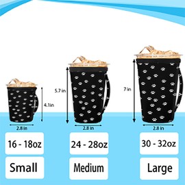 DJYQBFA Iced Coffee Sleeve Black Paw Insulator Cup Holder Neoprene Drink Sleeve Reusable Sock for for Cold and Hot Beverages 30-32 oz