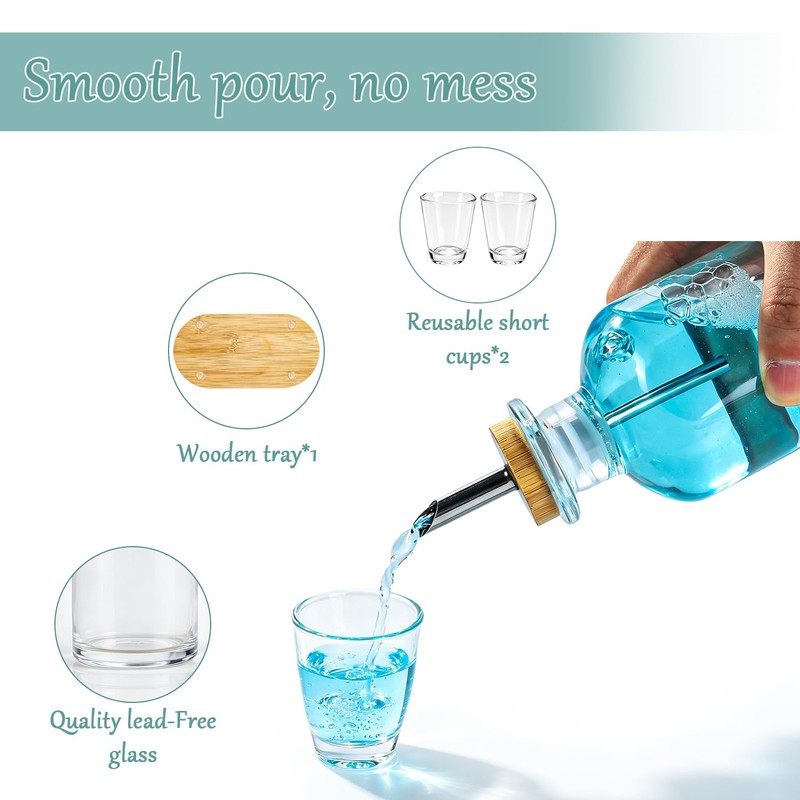 11.8OZ Glass Mouthwash Dispenser for Bathroom, Mouth Wash Container Bottle