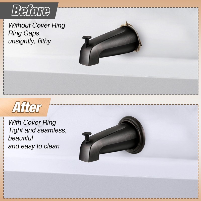 Dreyoo Metal Tub Spout Cover Ring with Foam Gasket, Oil
