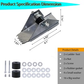 Contieup Aluminum Extension Ladder 2-Pack Extension Ladder Feet Kit Ladder Feet Used for Replacement Feet for Aluminum Ladders