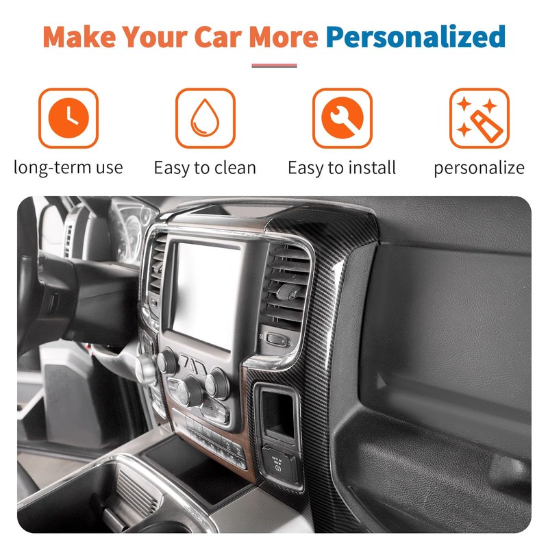 JeCar 5pcs Carbon Fiber Interior Trim Kit for 2012-2017 Dodge