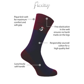 Flexitop Men's Mixed Design Socks | 3 Pairs | U.K. Size 6-11 | Men's design socks, soft hold, comfort Men's socks, soft grip (UK, Numeric, 6, 11, Regular, Regular, Bird/Stripe)