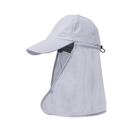 Silky Baseball Cap Quick Dry Waterproof Uv Protection Sunscreen Sun Hat Outdoor Hiking Fishing Hat with Zipper Detachable Neck Scarf (UK, Alpha, One Size, Light Grey)