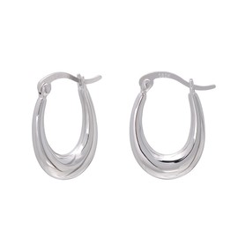 Joseph Brothers Sterling Silver Chunky Oval Hoop Earrings for Women, White Gold Plated