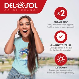 Del Sol Color Changing Women's Premium Crew Tee, Watercolor Dolphin, Size 2XL