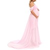 ZIUMUDY Maternity Off Shoulder Chiffon Dress Maxi Gown for Photoshoot