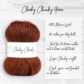Wool Couture Cheeky Super Chunky Yarn - Super Soft Merino 100% Wool Yarn for Knitting and Crocheting Crafts, Sweaters, Blankets, and More - Hazelnut, 100g Ball - 3-Pack