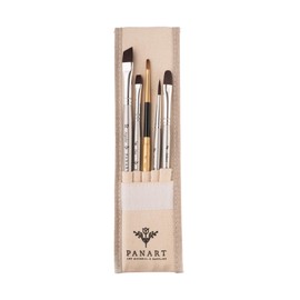 Pan Art Synthetic Brush Set with Pouch - Allround Paint Brushes for Artists - 1 Piece, Gold
