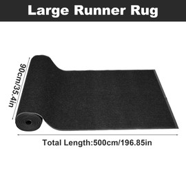 foriy 3x10ft Outdoor Floor Mat Commercial Runner Rug Heavy Duty Non Slip Entrance Rugs Indoor Outdoor Entryway Doormat with Rubber Back Waterproof Mat for Home Hotel Office (3'x10'Black)